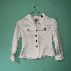 Ami White Button-Front Women's Blazer with Flap Pockets